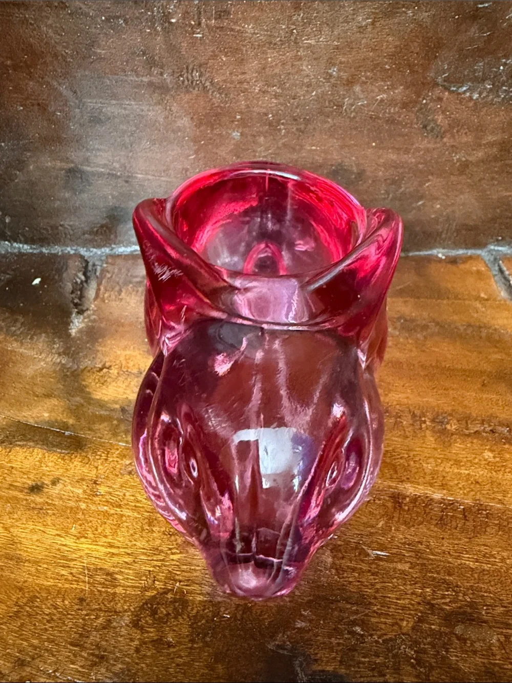 Vintage Indiana  glass Bunny votive/trinket holder red/pink